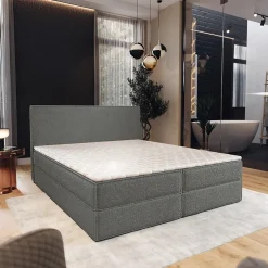 Masseno Lit Boxspring PELLIO 160X200 CM QUELLE 92, Gris, Lit avec matelas et rangement