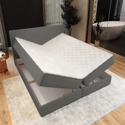 Masseno Lit Boxspring PELLIO 160X200 CM QUELLE 92, Gris, Lit avec matelas et rangement