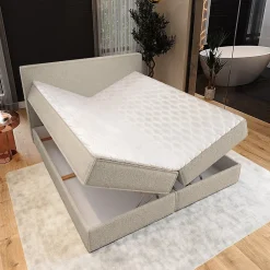 Masseno Lit Boxspring PELLIO 160X200 CM QUELLE 05, Beige, Lit avec matelas et rangement