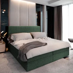 Masseno Lit Boxspring PISA 180X200 CM TILIA 39, Vert foncé, Lit avec matelas et rangement New