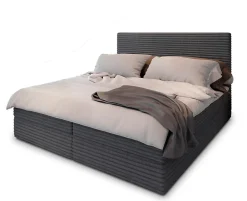 Masseno Lit Boxspring PISA 180X200 CM TILIA 90, Graphite, Lit avec matelas et rangement