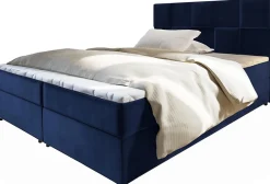 Masseno Lit Boxspring PRATA 140X200 CM KRONOS 09, Bleu, Lit avec matelas et rangement