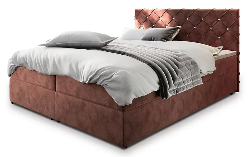 Masseno Lit Boxspring RIVA 180X200 CM MAGIC VELVET 2258, Rose, Lit avec matelas et rangement Best