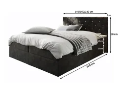 Masseno Lit Boxspring RIVA 160X200 CM MAGIC VELVET 2258, Rose, Lit avec matelas et rangement