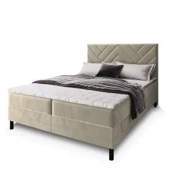 Masseno Lit Boxspring ROKIS 160X200 CM MONOLITH 04, Crème, Lit avec matelas et rangement Sale