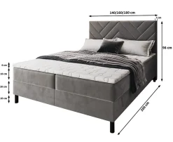 Masseno Lit Boxspring ROKIS 180X200 CM MONOLITH 62, Lilas, Lit avec matelas et rangement