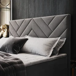 Masseno Lit Boxspring ROKIS 140X200 CM MONOLITH 77, Bleu, Lit avec matelas et rangement