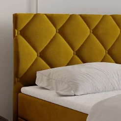 Masseno Lit Boxspring ROVARI 180X200 CM KRONOS 01, Jaune, Lit avec matelas et rangement