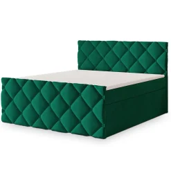 Masseno Lit Boxspring ROVARI 140X200 CM KRONOS 19, Vert foncé, Lit avec matelas et rangement