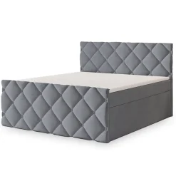 Masseno Lit Boxspring ROVARI 140X200 CM KRONOS 15, Gris, Lit avec matelas et rangement Online