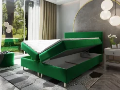 Masseno Lit Boxspring SANTA 180X200 CM PAROS 02, Beige, Lit avec matelas et rangement
