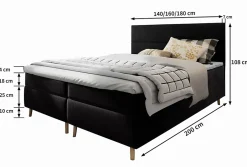 Masseno Lit Boxspring SANTA 180X200 CM PAROS 02, Beige, Lit avec matelas et rangement