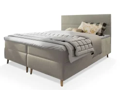 Masseno Lit Boxspring SANTA 180X200 CM PAROS 02, Beige, Lit avec matelas et rangement