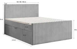 Masseno Lit Boxspring TERVAN 140X200 CM KRONOS 19, Vert foncé, Lit avec matelas et rangement Best