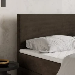 Masseno Lit Boxspring TORREL 160X200 CM POSO 06 + KRONOS 06, Marron, Lit avec matelas et rangement