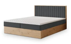 Masseno Lit Boxspring VARELI 140X200 CM SORO 97, Graphite, Lit avec matelas et rangement Discount