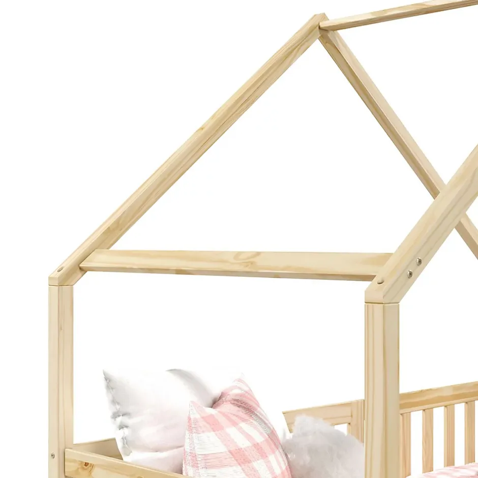 Idimex Lit cabane asymétrique ALVA avec tiroirs, 90 x 190 cm en pin massif finition naturelle Discount