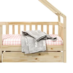 Idimex Lit cabane asymétrique ALVA avec tiroirs, 90 x 190 cm en pin massif finition naturelle Discount