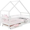 Enfant Idimex Lit cabane asymétrique ALVA avec tiroirs, 90 x 200 cm en pin massif lasuré blanc