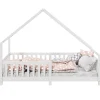 Idimex Lit cabane asymétrique CORA 90 x 190 cm en pin massif lasuré blanc Best