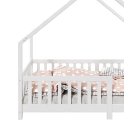 Idimex Lit cabane asymétrique CORA 90 x 190 cm en pin massif lasuré blanc Best