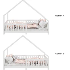 Idimex Lit cabane asymétrique CORA 90 x 190 cm en pin massif lasuré blanc Best