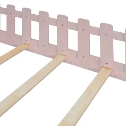 Okwish Lit cabane 140 x 200 cm - Lit double enfant avec barrières - Pin + MDF - Sans matelas - Rose Sale