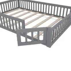 Okwish Lit Cabane 140 x 200 cm - Lit enfant Forme Cheminée - Pin + MDF - Sans Matelas - Gris Online