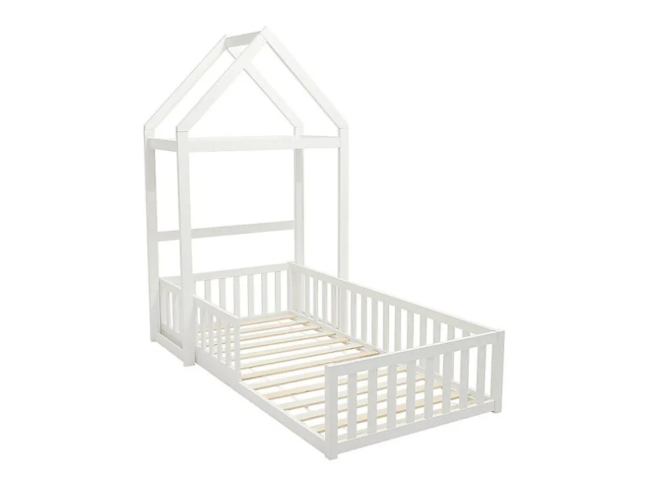Enfant Vente-unique Lit cabane 90 x 190 cm - Pin et MDF - Blanc - VARLAINE
