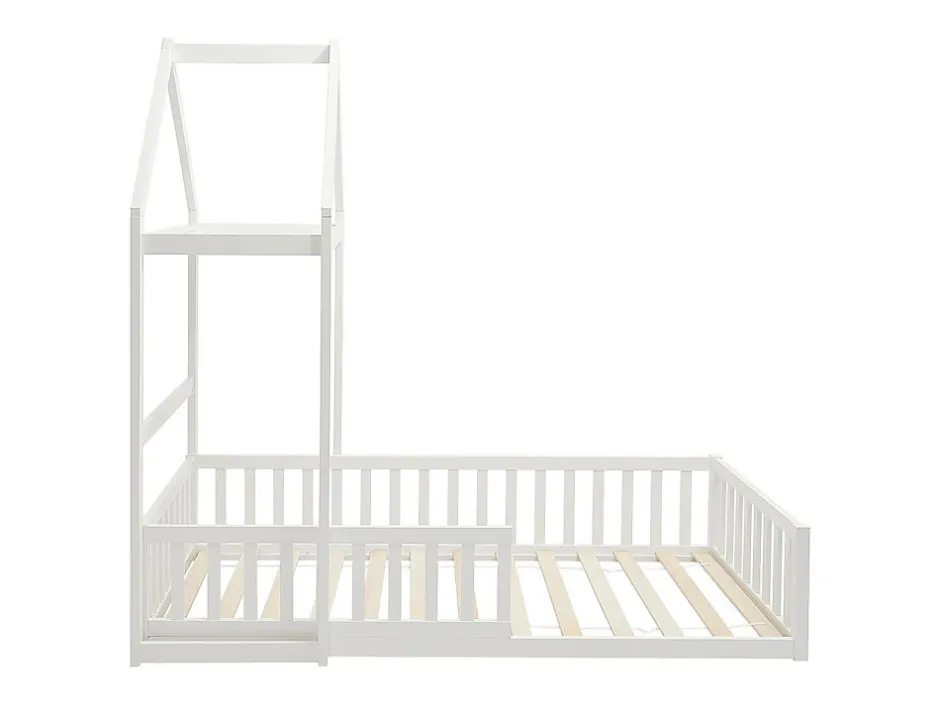 Enfant Vente-unique Lit cabane 90 x 190 cm - Pin et MDF - Blanc - VARLAINE