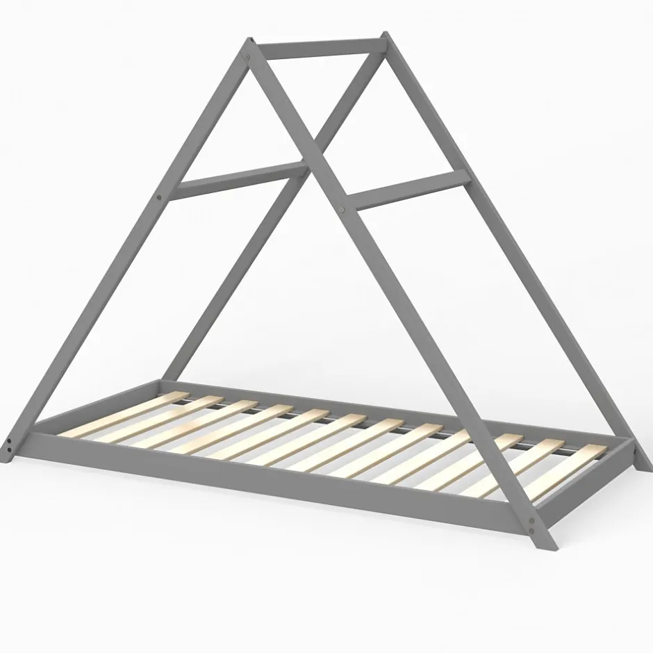 Enfant Weber Industries Lit cabane APACHE 90x190 + 1 sommier / Gris