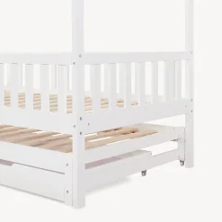 [En.Casa] Lit cabane double Aarghonmaa avec matelas 90 x 200 cm blanc en.casa Hot