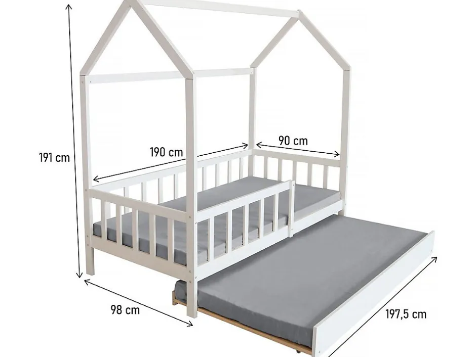 Enfant Habitat Et Jardin Lit cabane enfant avec tiroir "Paloma" 90 x 190 cm Blanc