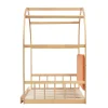 ProximaX Lit cabane enfant extensible 140x100-200 cm avec lit gigogne, cadre en pin, coussins en velours, coloris bois naturel et orange Hot