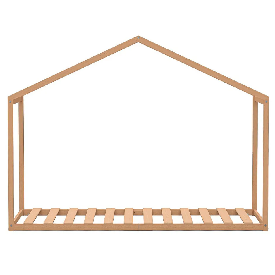 Enfant Bb Loisir Lit cabane enfant 90x190cm bois massif WATE Naturel inclus sommier