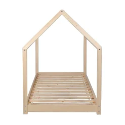 Enfant Bb Loisir Lit cabane enfant 90x200cm bois massif PANDOU Naturel inclus sommier