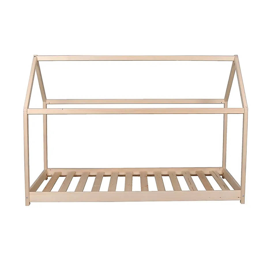 Bb Loisir Lit cabane enfant 70x140cm bois massif PANDOU Naturel inclus sommier Discount