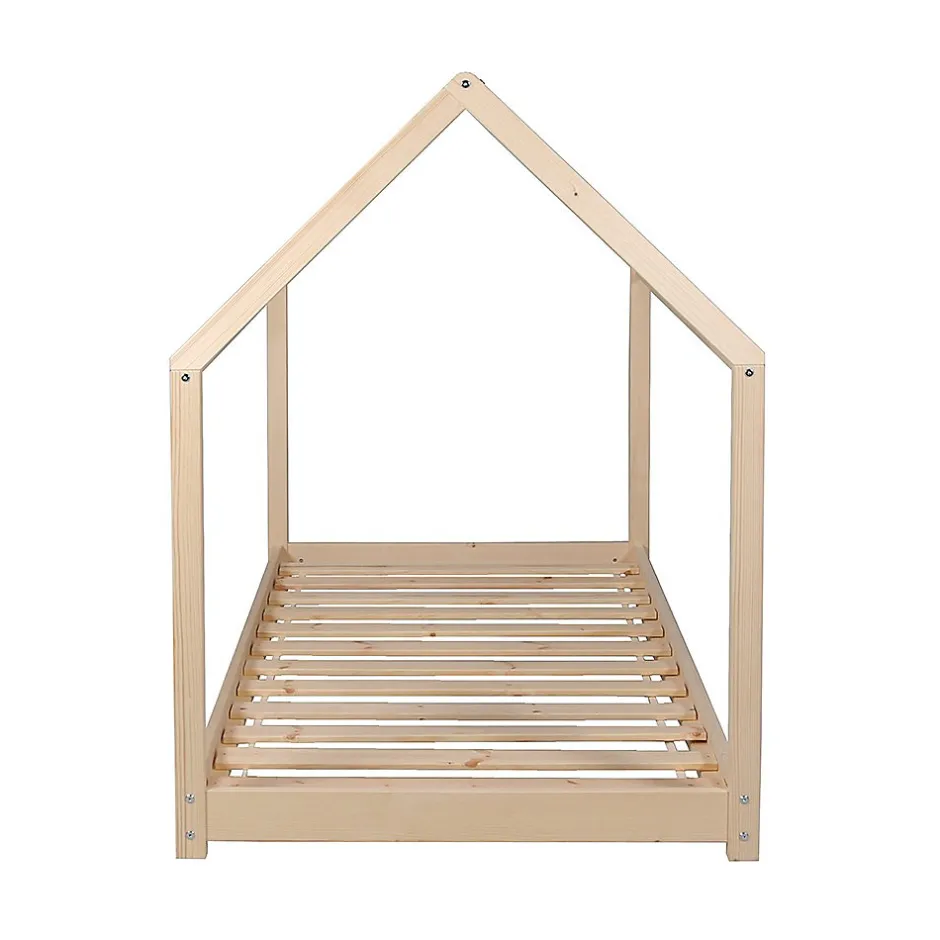 Bb Loisir Lit cabane enfant 70x140cm bois massif PANDOU Naturel inclus sommier Discount