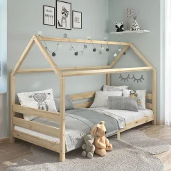 Enfant Idimex Lit cabane FINA 90 x 190 cm, en pin massif naturel