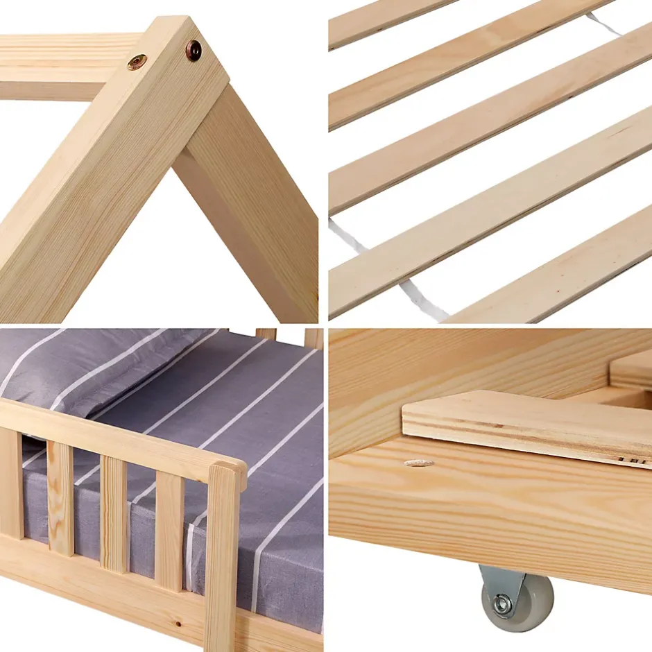 Happy Garden Lit cabane gigogne pour enfant 190x90cm en bois MARCEAU - New