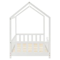 Enfant [En.Casa] Lit cabane Hesel avec matelas à mousse froid 90 x 200 cm blanc en.casa