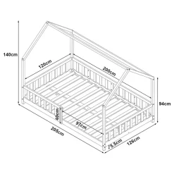 Enfant [En.Casa] Lit cabane Hesel pour enfants bois de pin 120 x 200 cm vert menthe en.casa