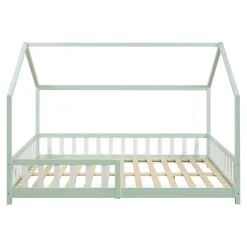 Enfant [En.Casa] Lit cabane Hesel pour enfants bois de pin 120 x 200 cm vert menthe en.casa