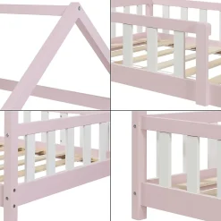 [En.Casa] Lit cabane Hesel pour enfants bois de pin 90 x 200 cm rose en.casa Best