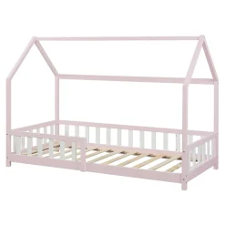 [En.Casa] Lit cabane Hesel pour enfants bois de pin 90 x 200 cm rose en.casa Best