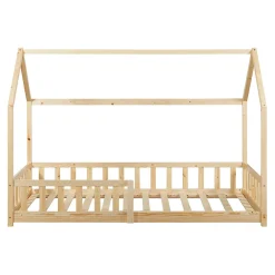 [En.Casa] Lit cabane Hesel pour enfants bois de pin 90 x 200 cm naturel en.casa Discount