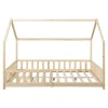 [En.Casa] Lit cabane Hesel pour enfants bois de pin 120 x 200 cm naturel en.casa Online
