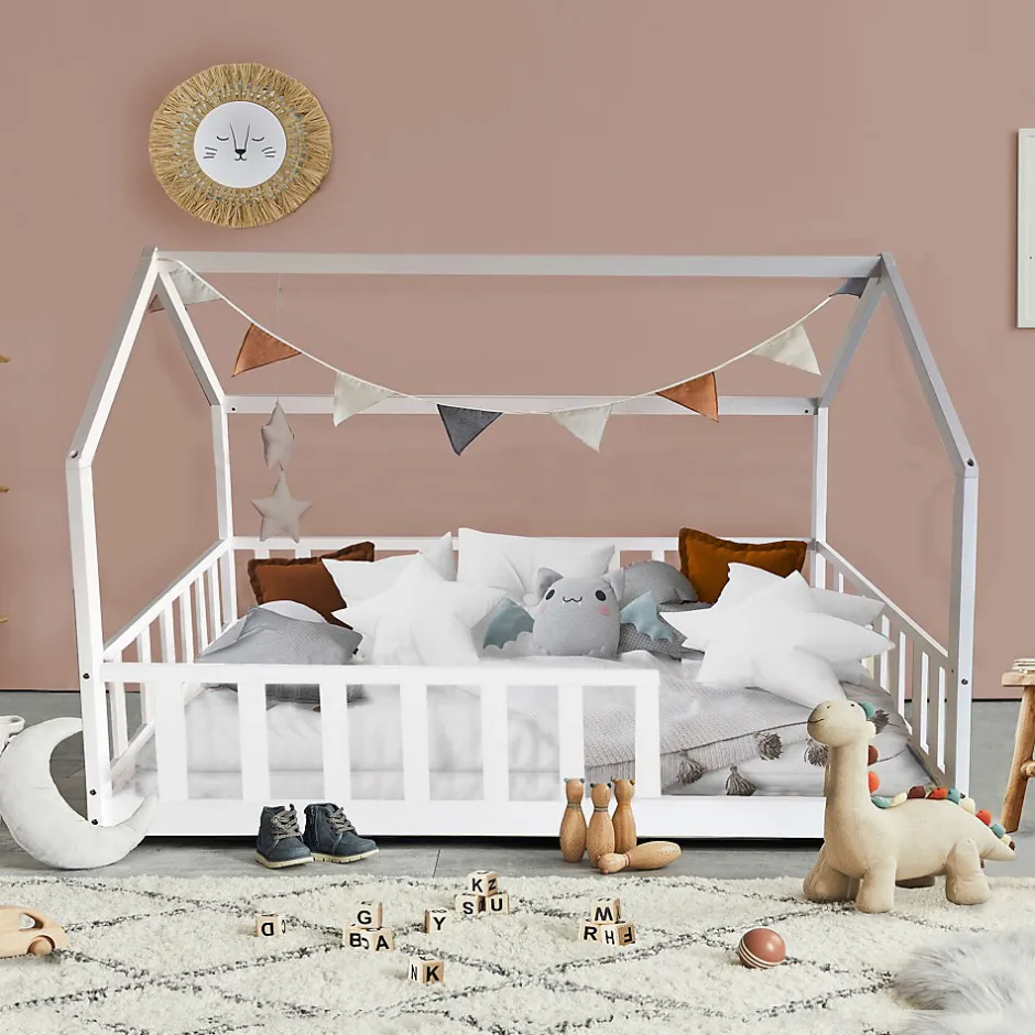Enfant Weber Industries Lit cabane Kiwi 90x190 avec sommier et matelas /Blanc