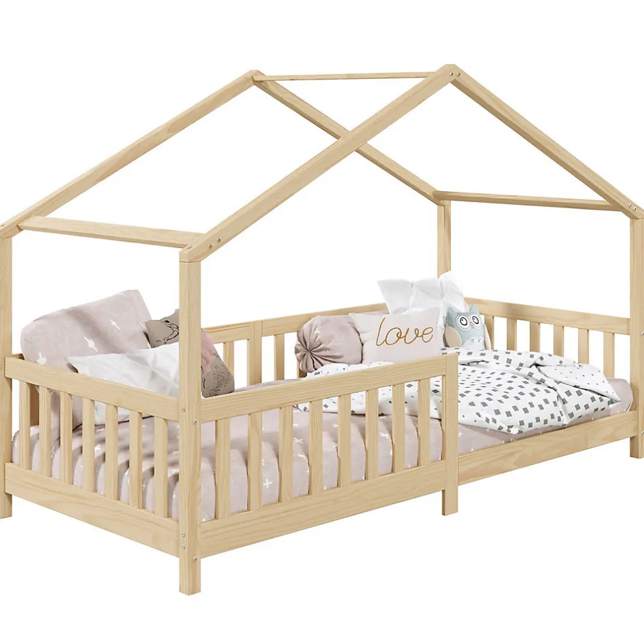 Enfant Idimex Lit cabane LISAN 90 x 190 cm, en pin massif naturel