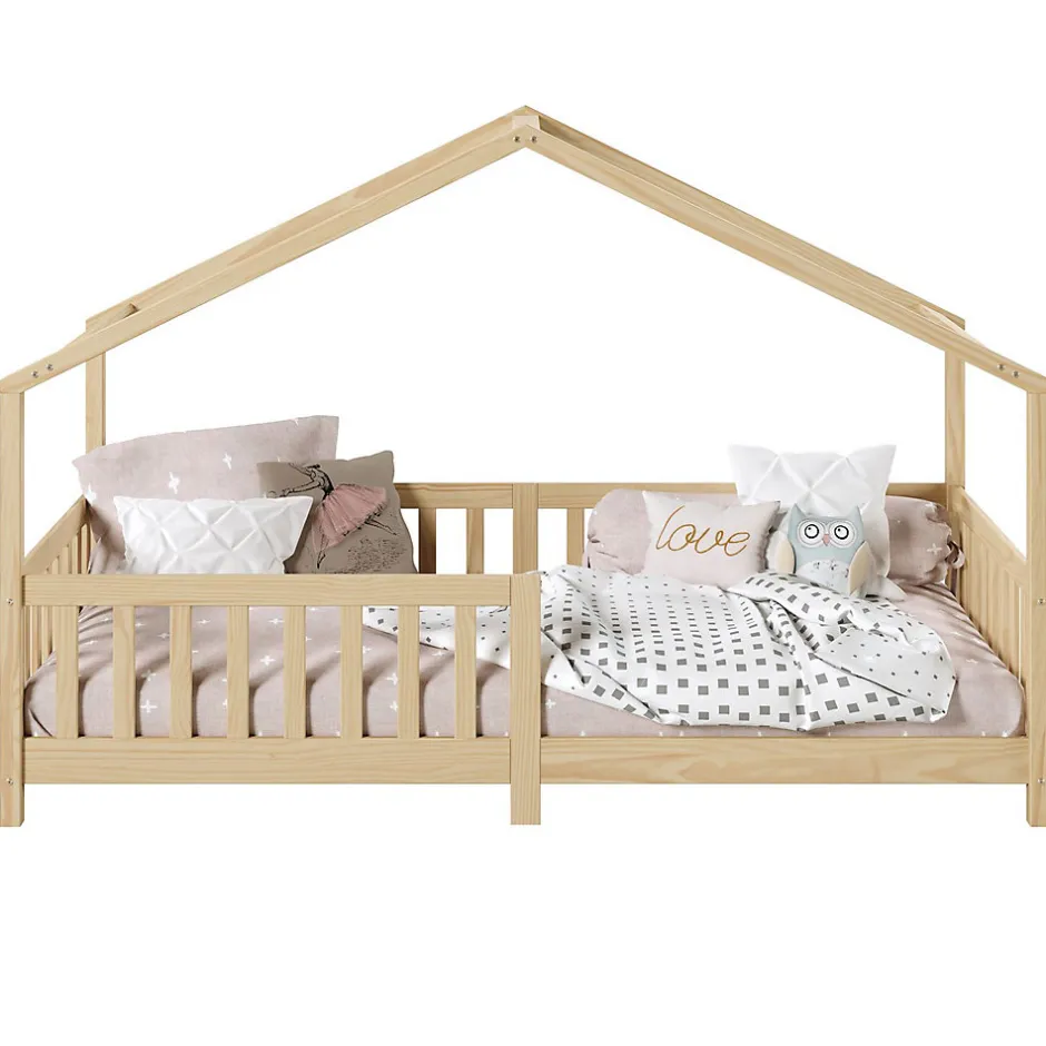 Enfant Idimex Lit cabane LISAN 90 x 190 cm, en pin massif naturel
